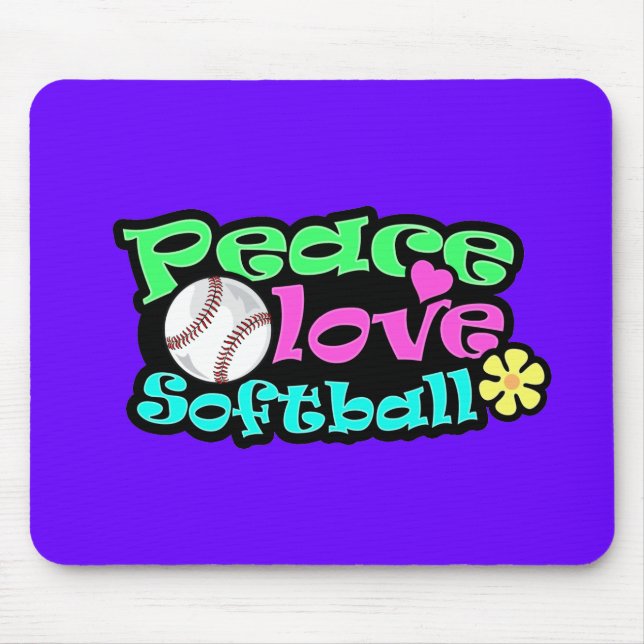 Peace, Love, Softball Mouse Pad (Front)
