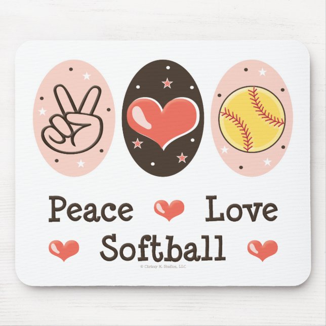 Peace Love Softball Mousepad (Front)