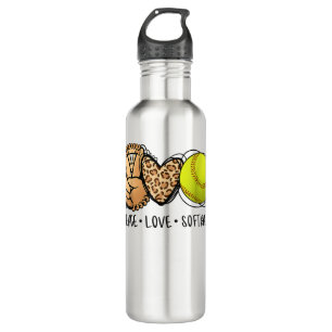Peace Love Softball Mum Leopard Print Mother's Day 710 Ml Water Bottle
