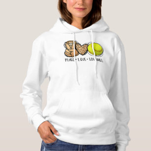 Peace Love Softball Mum Leopard Print Mother's Day Hoodie