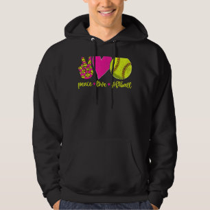 Peace Love Softball Mum  Men Women Kids Hoodie
