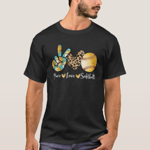 Peace Love Softball Mum Pitcher Catcher T-Shirt