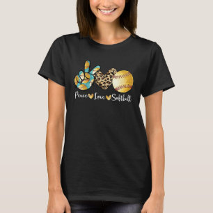 Peace Love Softball  Mum   Pitcher Catcher T-Shirt