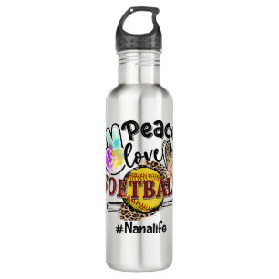 Peace Love Softball Nana Life Mum Grandma Leopard  710 Ml Water Bottle
