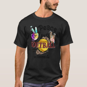 Peace Love Softball Nanna Life Mom Grandma Leopard T-Shirt