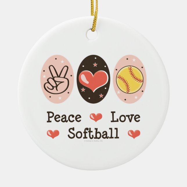 Peace Love Softball Ornament (Front)