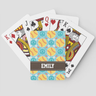 Peace Love Softball Playing Cards