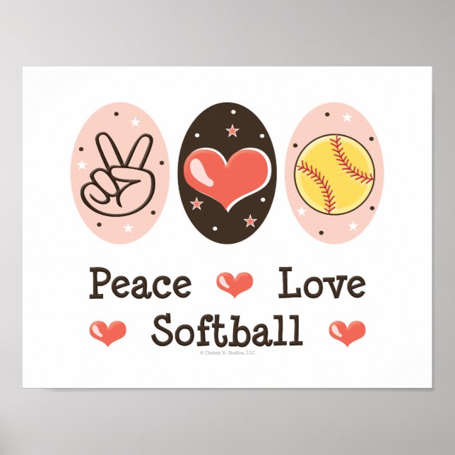 Peace Love Softball Poster Print (Front)