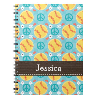 Peace Love Softball Spiral Notebook Journal