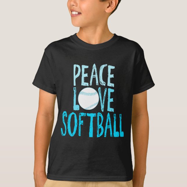 Peace, Love, Softball T-Shirt (Front)