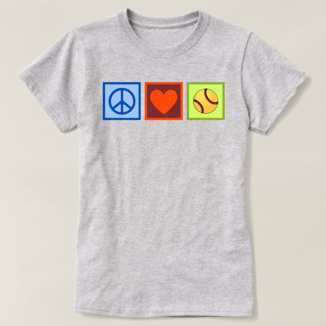 Peace Love Softball T-Shirt (Design Front)
