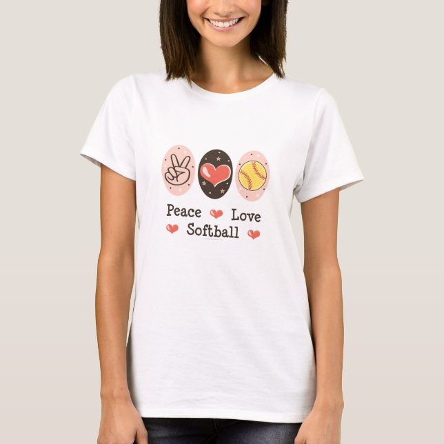 Peace Love Softball T shirt (Front)