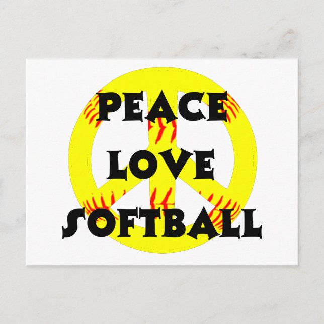 Peace, Love, Softball with peace sign Postcard (Front)