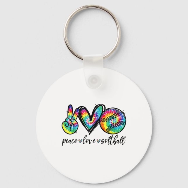 Peace Love Softll Tie Dye Funny Softll Lovers  Key Ring (Front)