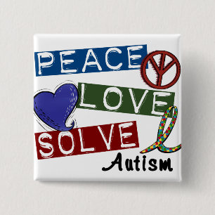PEACE LOVE SOLVE 1 Autism T-Shirts 15 Cm Square Badge