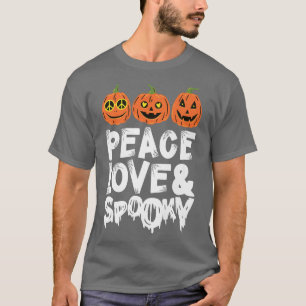 Peace Love & Spooky Halloween Pumpkins Jack O Lant T-Shirt