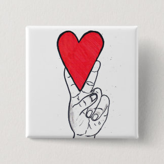 Peace & love square 15 cm square badge