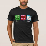 Peace Love Squash Racquet Sports T-Shirt<br><div class="desc">Peace Love Squash gift for a player of the sport,  featuring a peace sign,  heart,  and racquet.</div>