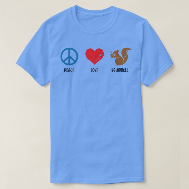 Peace Love Squirrels Eastern Gray Japanese Fo Squi T-Shirt (Design Front)