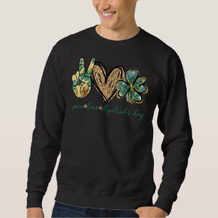 Peace Love St Patrick Day Glitter Heart Irish Luck Sweatshirt