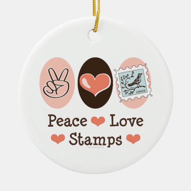Peace Love Stamps Ornament (Front)