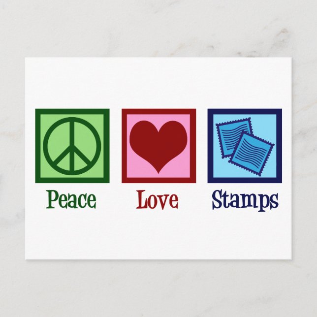 Peace Love Stamps Postcard (Front)