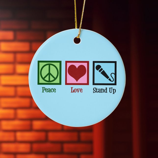 Peace Love Stand Up Comedy Ceramic Tree Decoration (Creator Uploaded)