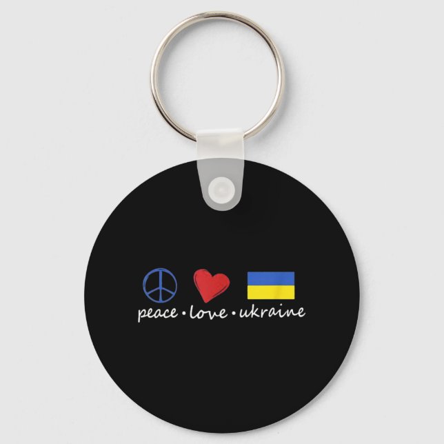 Peace Love Stand With Ukraine Support Stop War  Key Ring (Front)