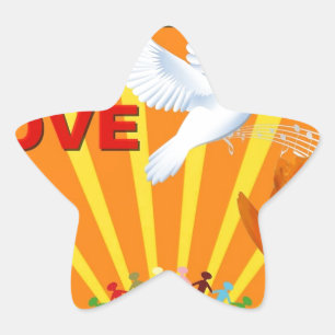 Peace & Love Star Sticker