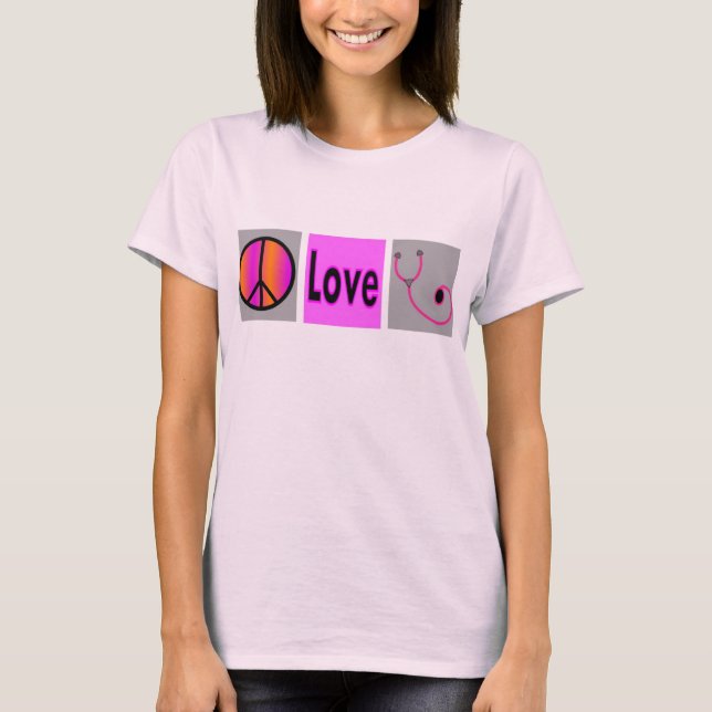peace love stethoscope T-Shirt (Front)