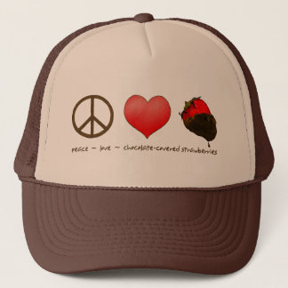 Peace Love Strawberries Trucker Hat