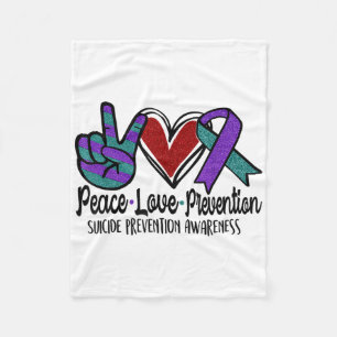 Peace Love Suicide Prevention Awareness Ribbon You Fleece Blanket