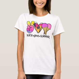 Peace Love Summer Ice Cream Beach Vacation T-Shirt