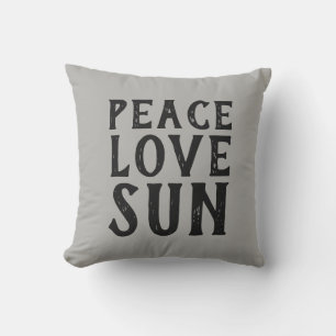 PEACE LOVE SUN typography Cushion