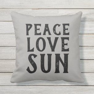 PEACE LOVE SUN typography Cushion