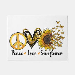"Peace, Love, Sunflower" Doormat