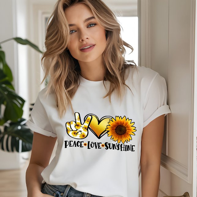 Peace Love Sunshine Modern Sunflower Girly Chic Tri-Blend Shirt (Creator Uploaded)