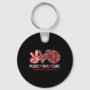 Peace Love Suower Leopard Blood Cancer Awareness Key Ring