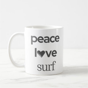 Peace Love Surf Coastal Surfer Beach House Coffee Mug