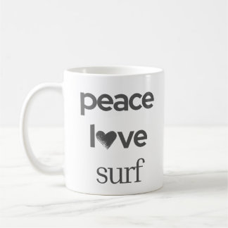 Peace Love Surf | Coastal Surfer Beach House Coffee Mug