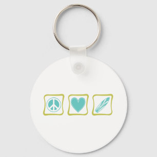 Peace Love Surf Squares Key Ring