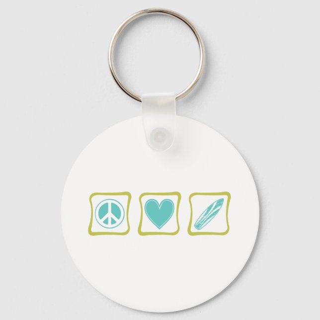 Peace Love Surf Squares Key Ring (Front)
