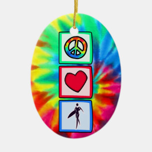 Peace, Love, Surfer Girls Ceramic Tree Decoration