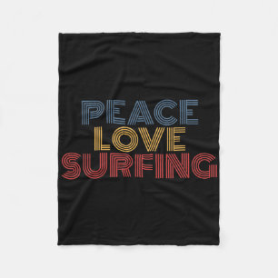 Peace Love Surfing Fleece Blanket