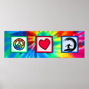 Peace, Love, Surfing Poster