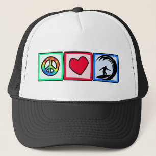 Peace, Love, Surfing Trucker Hat