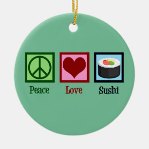 Peace Love Sushi Ceramic Tree Decoration