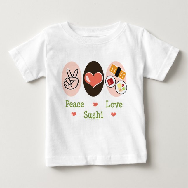 Peace Love Sushi Infant Long Sleeve Tee Shirt (Front)