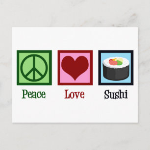 Peace Love Sushi Postcard