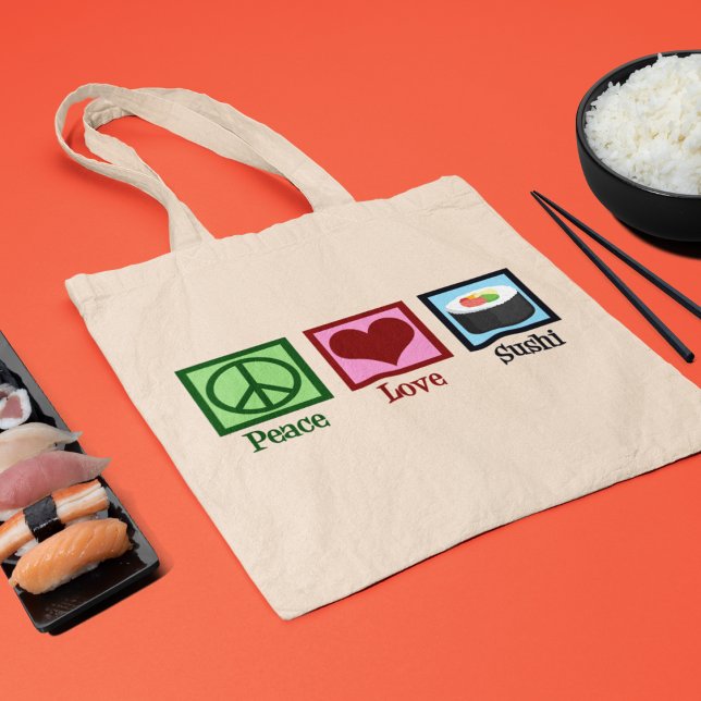 Peace Love Sushi Tote Bag (Creator Uploaded)